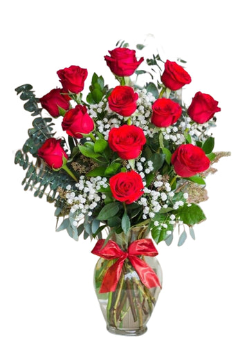 12 Red Roses Vase